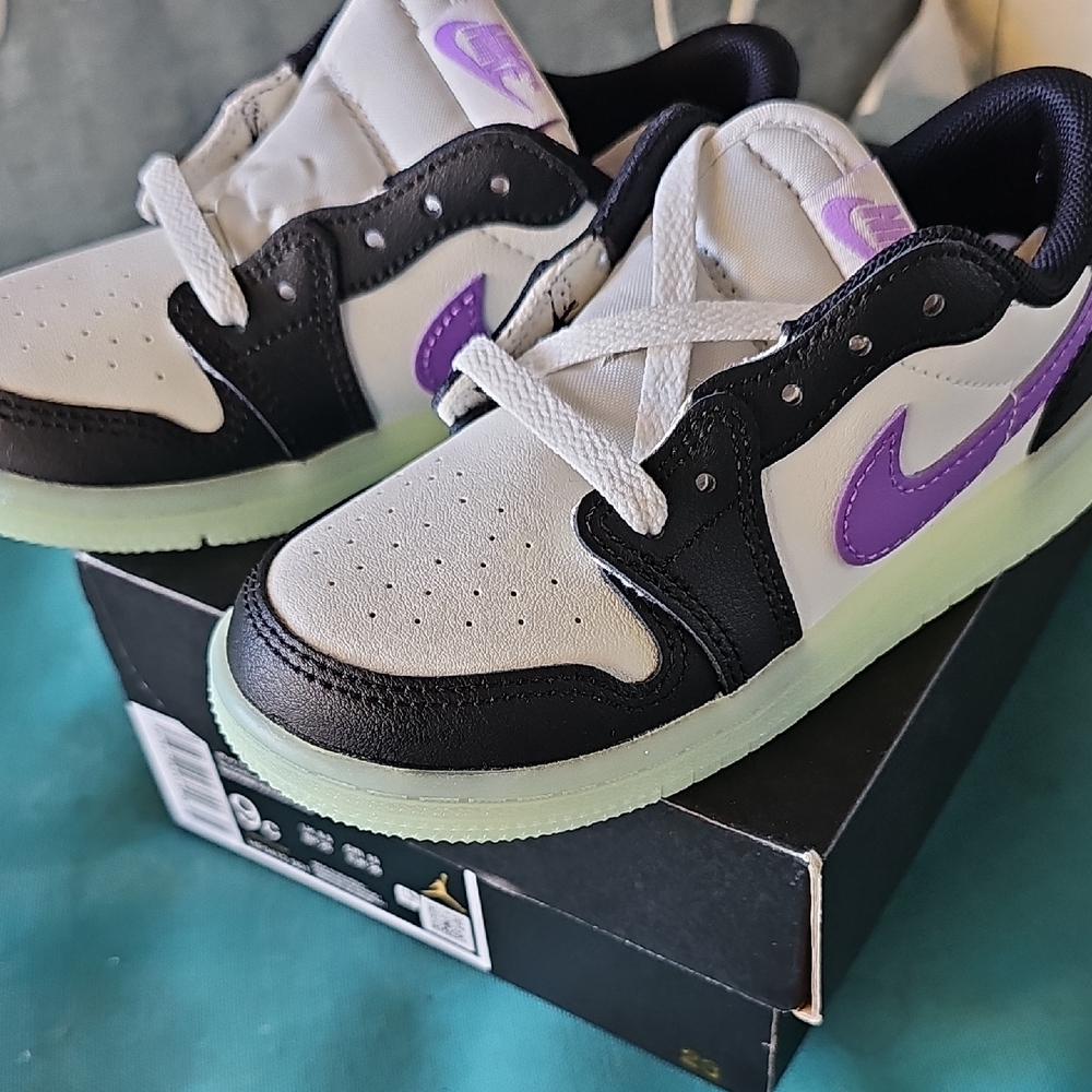 Jordan Kids Sneakers - Black, White, and Purple